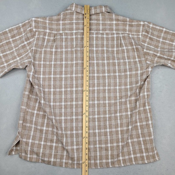 Milano Moda Shirt Men's XXL Brown White‎ Plaid Button Down Casual - Picture 9 of 10